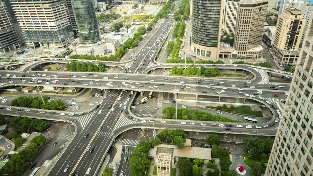 Timelapse of the Beijing city skyline from a high vantage point