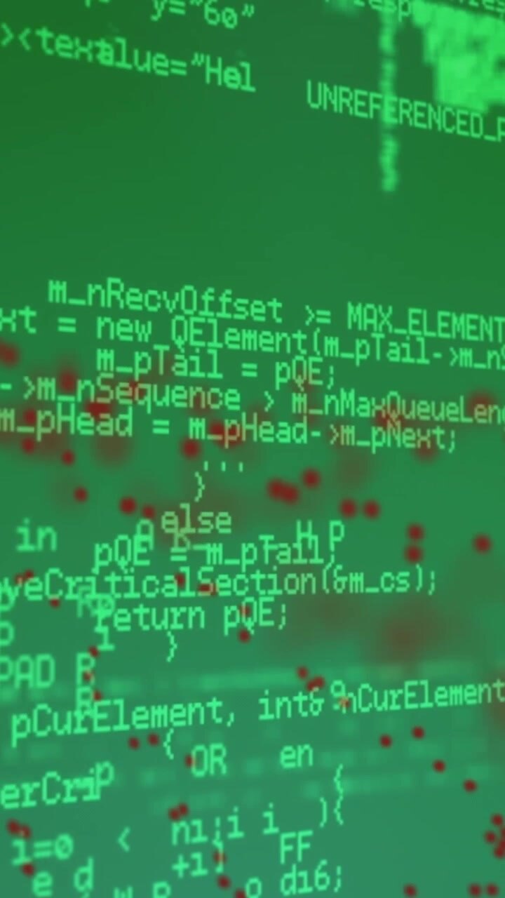 Animation of data processsing over spinning dna structure against green background
