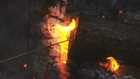 Bonfire,-Close-Up-View-Of-Tree-Wood-Burning-Fire