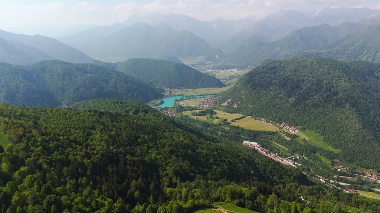 Slovenia Posočje Valley Tolmin Most na Soči aerial view