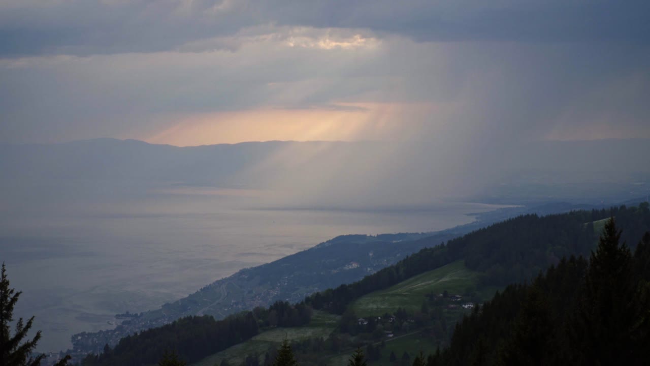 Mountains around Lac L&eacute;man on the border of Switzerland and France