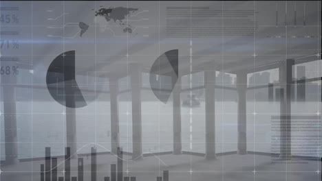 animation of financial data processing over windows