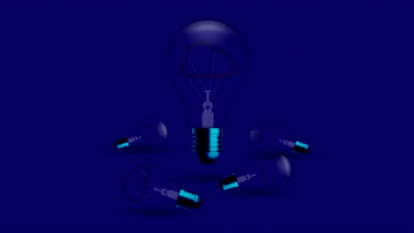 cloud icon symbol incandescent light bulb blink switch on set connection concept glow in blue gradient background seamless looping animation 4k, with copy space