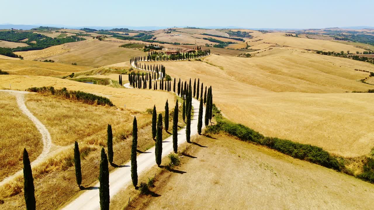 Winding road in Tuscany Italy in summer Famous landmark countryside, tourism
