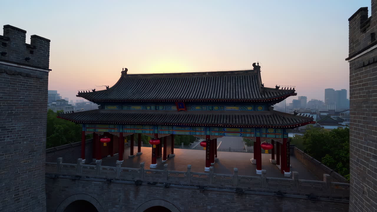 Sunrise View of a Chinese City Gate