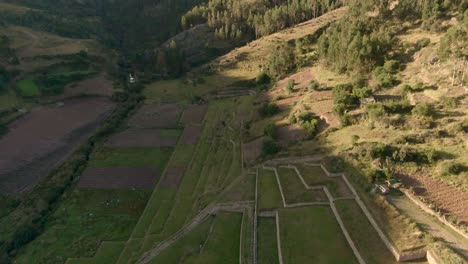 inkilltambo, cusco, peru - an expansive vista of vibrant and luxuriant green landscapes - drone flying forward