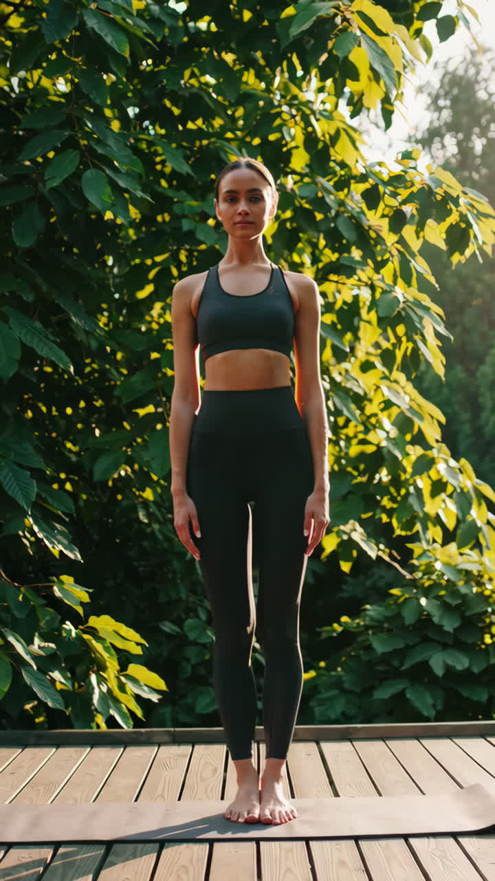 mujer practicando yoga al aire libre