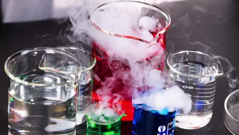 vibrant liquids reacting with smoke and bubbles