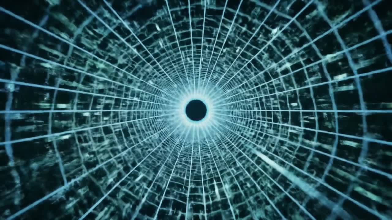 A Visual Journey Through a Hypnotic Tunnel of Light and Dark, Capturing the Intricacies of Space and Depth in a Mesmerizing Digital Design