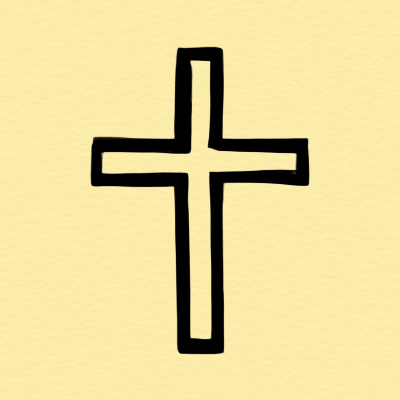 Simple black cross illustration animation isolated asset, transparent 4K video, alpha channel
