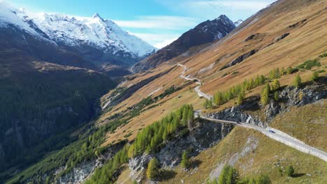 Grossglockner-High-Alpine-Road-Mountain-Pass-in-Austria-Alps---Aerial-4k