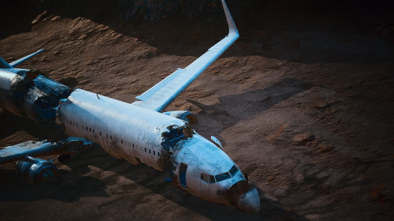 заброшенный разбитый самолет в пустыне