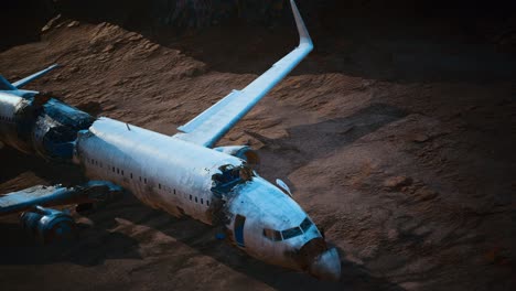 avión aplastado abandonado en el desierto