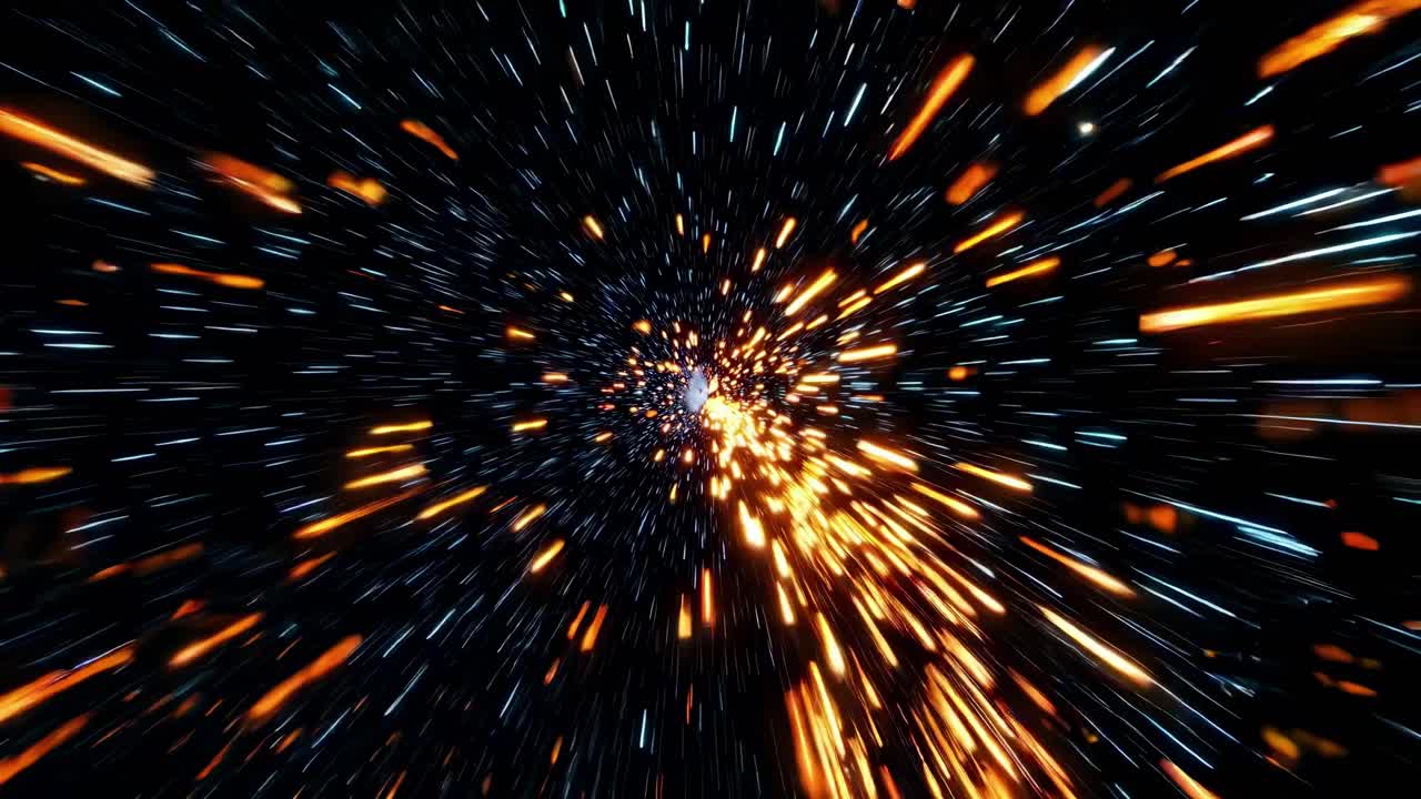 Dynamic video of a space warp effect with a central focus. The camera angle is a direct zoom