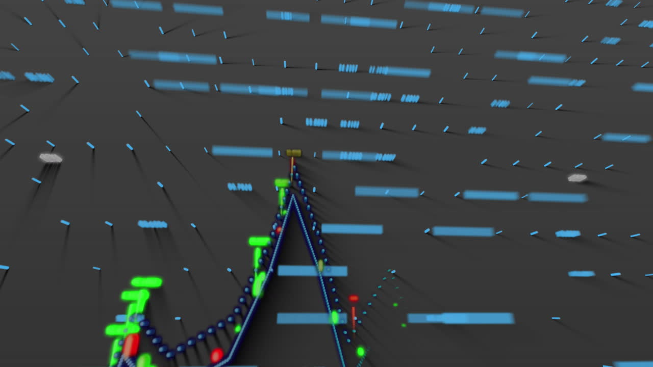 회색 배경에 대한 금융 데이터 처리의 애니메이션