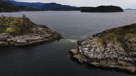 aerial shot of hodgson island in british columbia