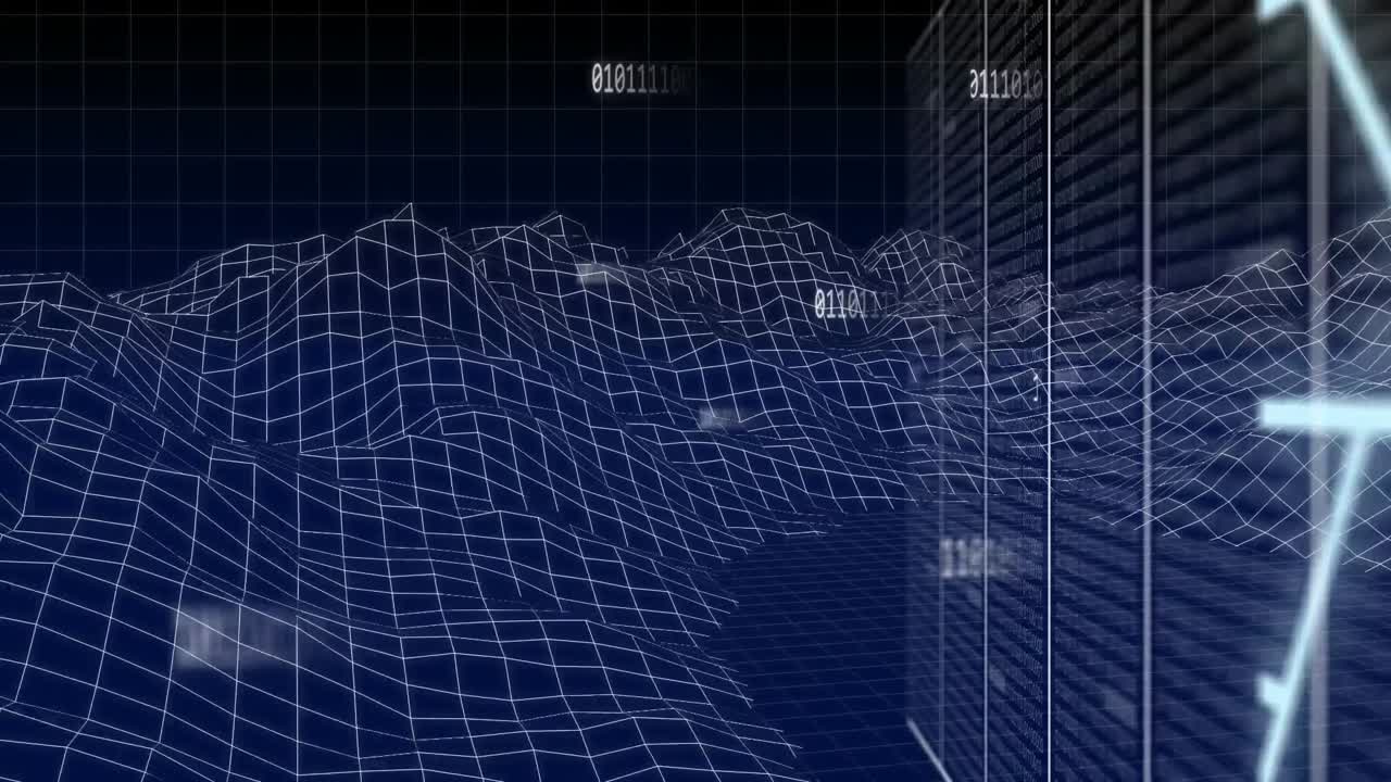 Animation of data processing over circuit board and network of connections