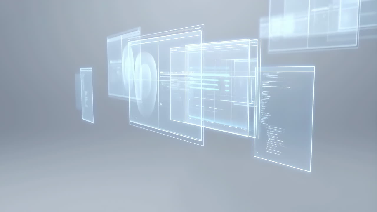 Futuristic Holographic UI Displays and Data Analysis