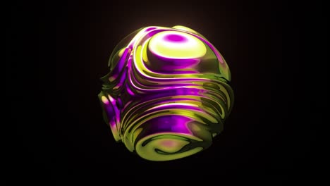 abstract 3d render of a metallic sphere with purple and gold highlights