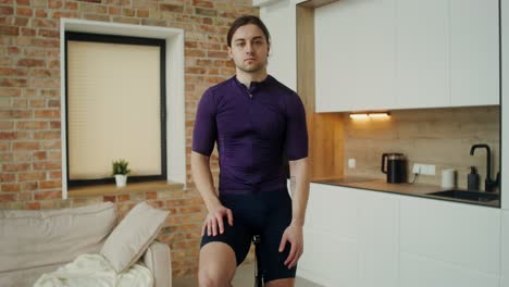 man in cycling attire indoor