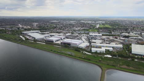 brimsdown enfield industrial estate lea valley uk aerial pan footage