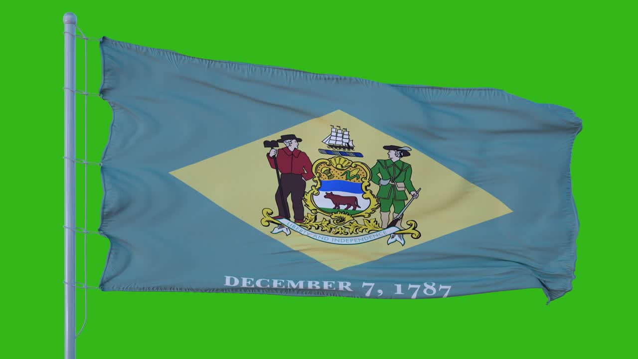 델라웨어 주의 발이 녹색 화면 배경에 바람에 흔들리고 있습니다.