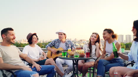 friends enjoying a rooftop party