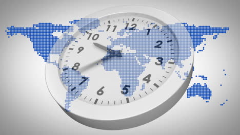 clock ticking against world map