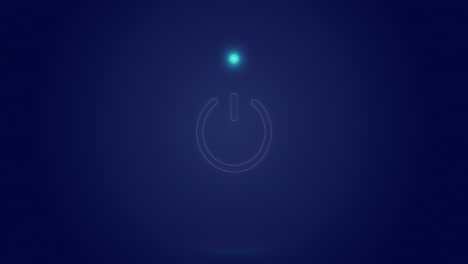 animation of processing circle and on button over navy background