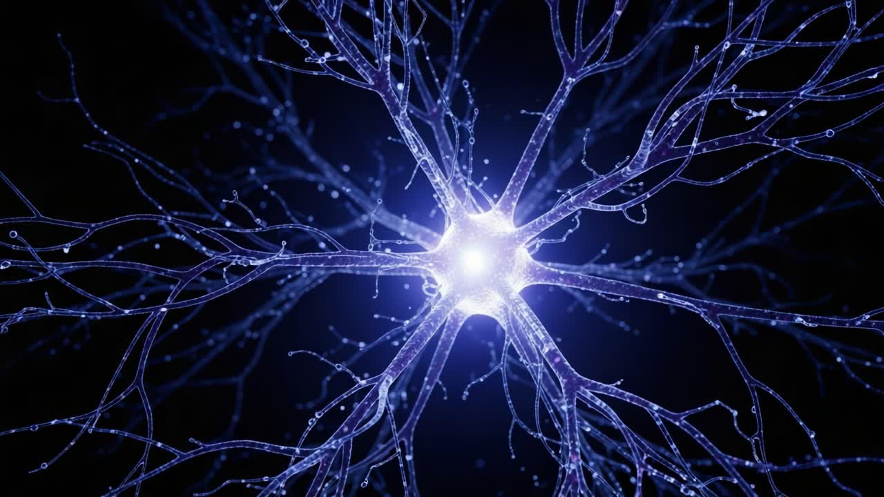 Incredible Close-up of a Neuron: Exploring the Intricate Structure and Functionality of Neural Networks Under a Beautiful Glow