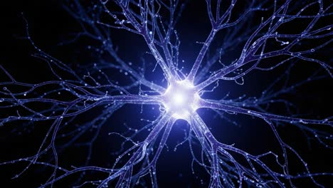 incredible close-up of a neuron: exploring the intricate structure and functionality of neural networks under a beautiful glow