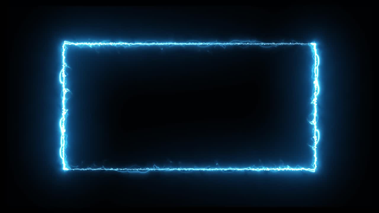 Glowing Blue Electric Energy Frame on Black Background