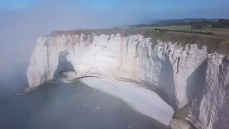 aerial view of the white cliffs of etretat, france