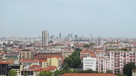 milan city skyscrapers at great distances and apartments in foreground
