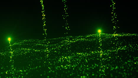 abstract green particle field