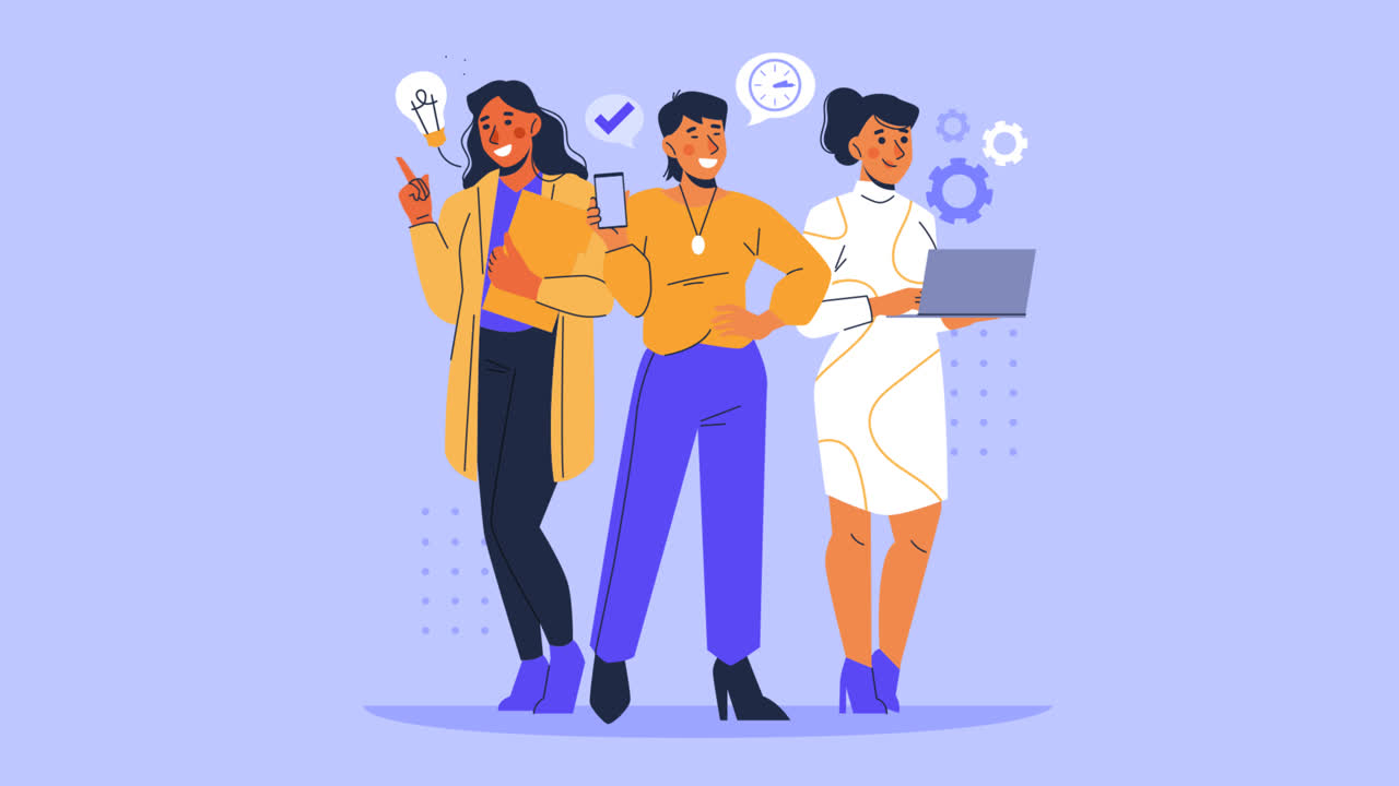 Motion Graphic of Female team illustration