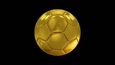 3d golden soccer ball rotating. isolated alpha channel seamless loop animation