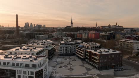 aerial panoramic view of tallinn sunrise