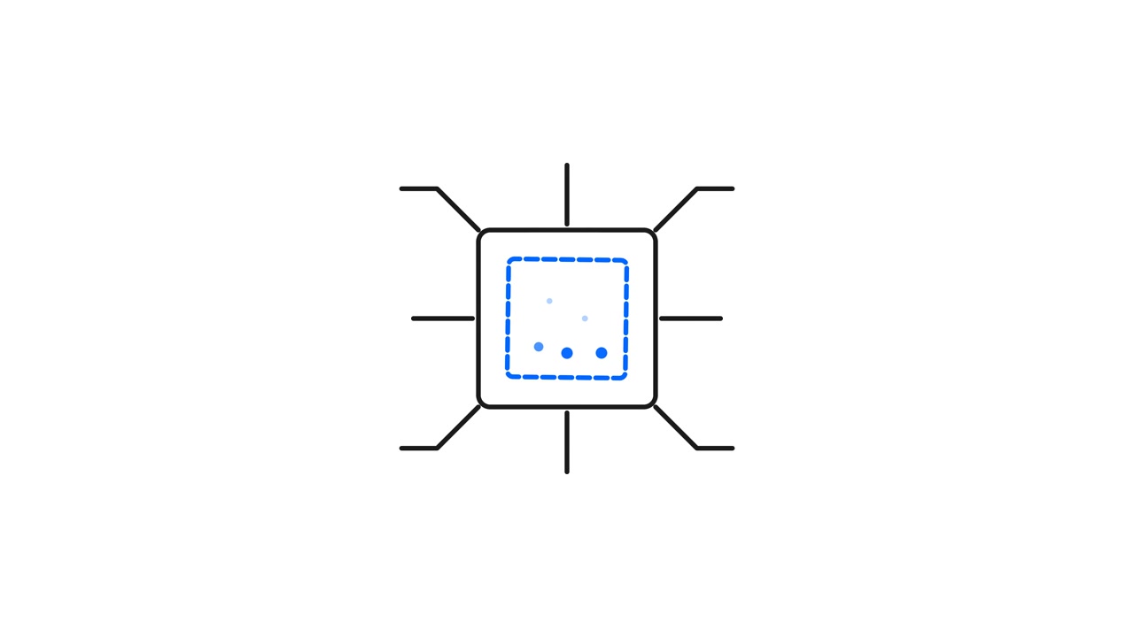 Animeret abstrakt geometrisk form roterende på hvid baggrund