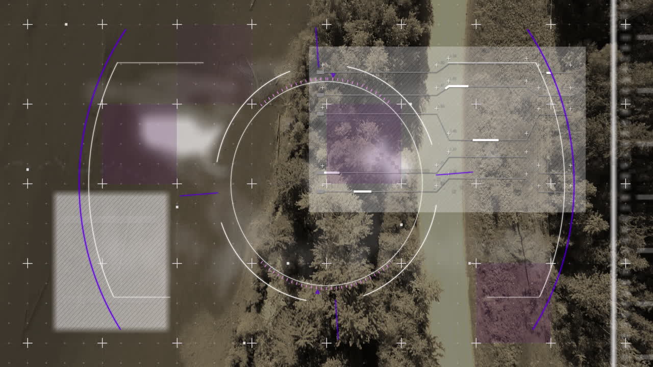 animación del escaneo de alcance y procesamiento de datos sobre carreteras y paisajes