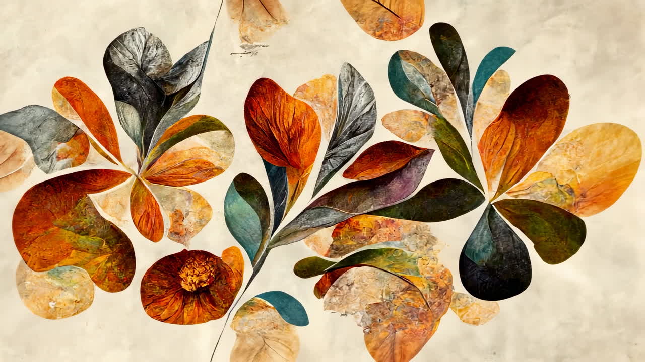 Abstract Autumn Leaves and Floral Patterns