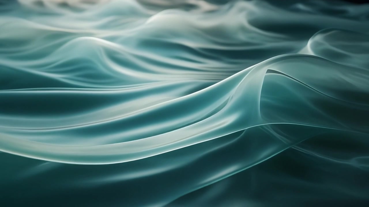 Onde fluide astratte di tessuto di seta color ottanio