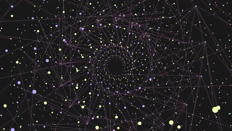 Spiral fantasy shapes with neon rainbow glitters in dark galaxy
