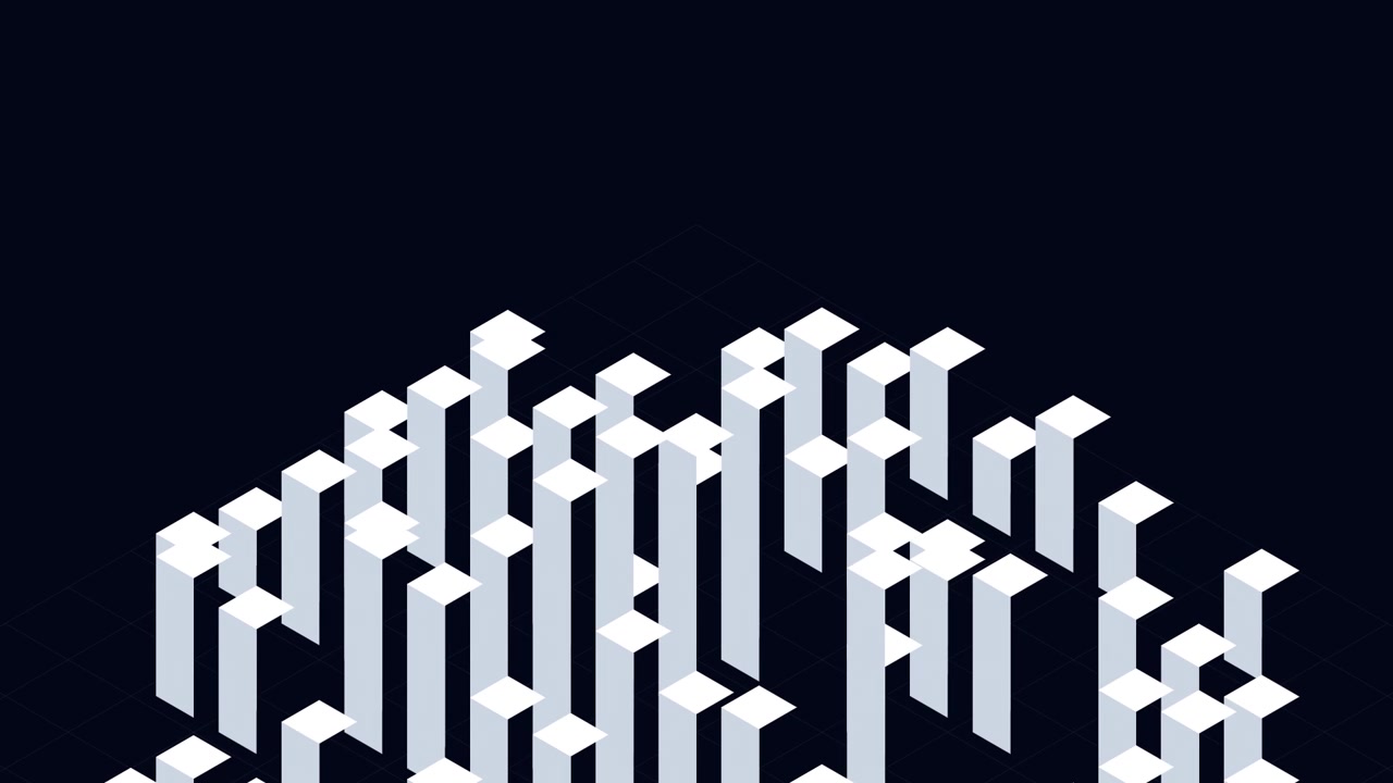 Abstract Animation of Rising and Falling Isometric White Cubes