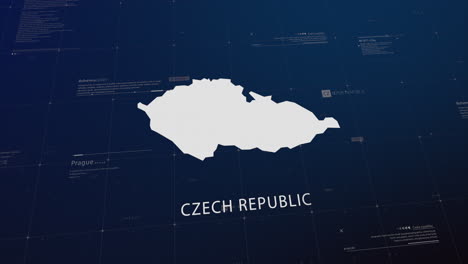 czech republic country map comes to life with cinematic panning, unveiling key details, the capital, and slogan, providing an engaging background for corporate and commercial use