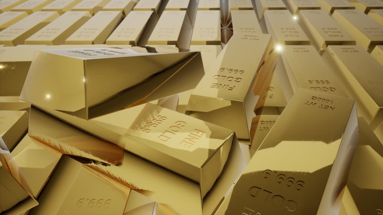 Gold Bars Stacked and Piled