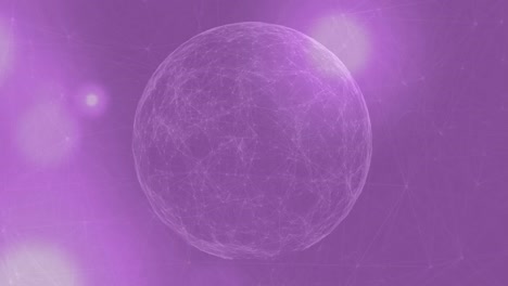 animation of texts over globe and light spots on purple background