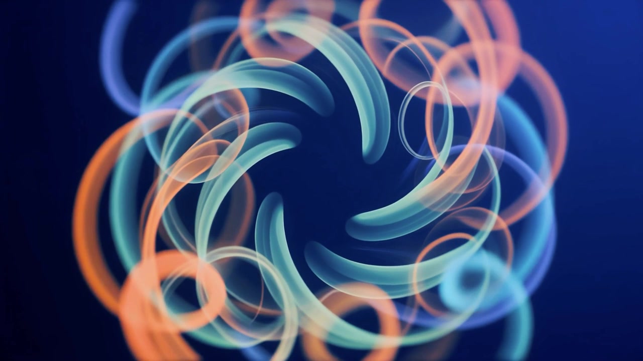 Abstract Swirling Rings and Curves Motion Graphics Background
