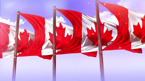 canadian flags waving in the wind