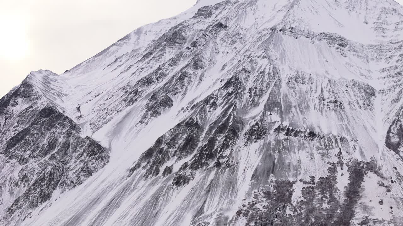 Snowy Mountains During Winter In Kluane National Park In Yukon, Canada - Drone Shot